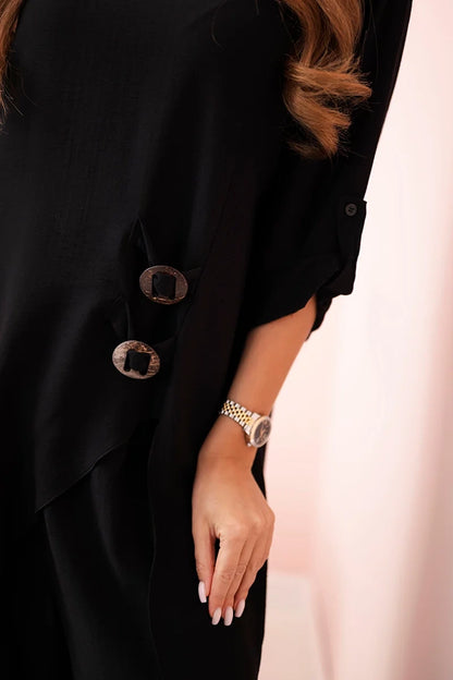 Дамски комплект от вискоза с туника и широк панталон ART24067