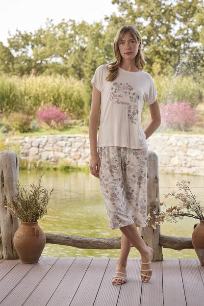 Дамска пижама с къс ръкав от вискоза 24075