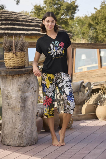 Дамска пижама с къс ръкав от вискоза 24100