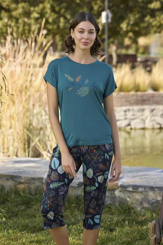 Дамска пижама с къс ръкав от вискоза 24107