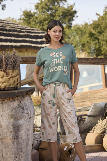 Дамска пижама с къс ръкав от вискоза 24115