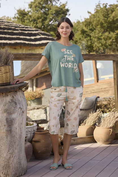 Дамска пижама с къс ръкав от вискоза 24115