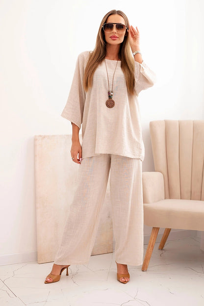 Дамски комплект от вискозна блуза с панталони ART25121