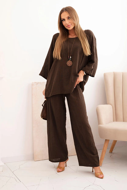 Дамски комплект от вискозна блуза с панталони ART25121