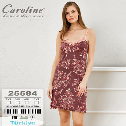 Макси нощница от вискоза с тънки презрамки 25584