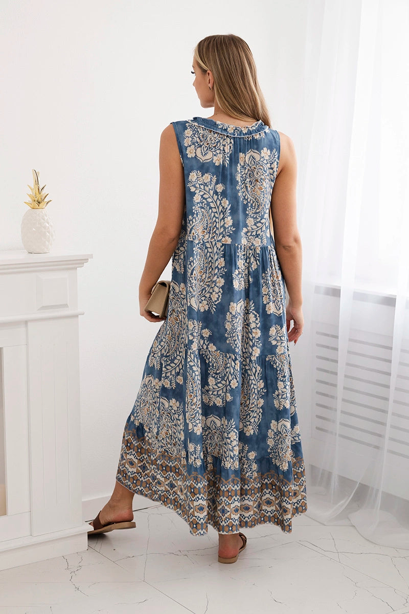 Рокля от вискоза с връзки на деколтето ART2702-1