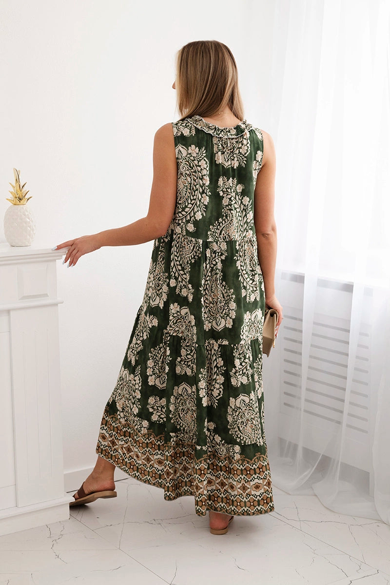 Рокля от вискоза с връзки на деколтето ART2702-1