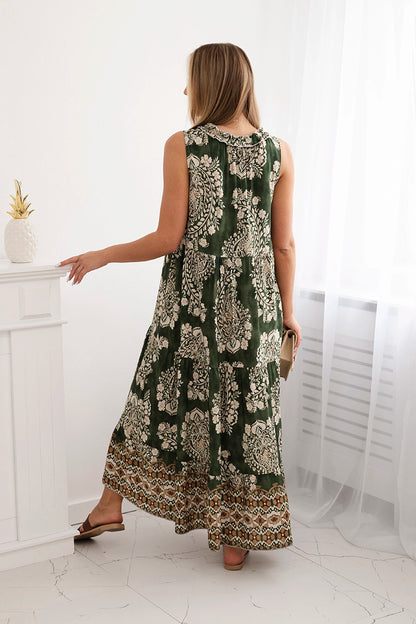 Рокля от вискоза с връзки на деколтето ART2702-1