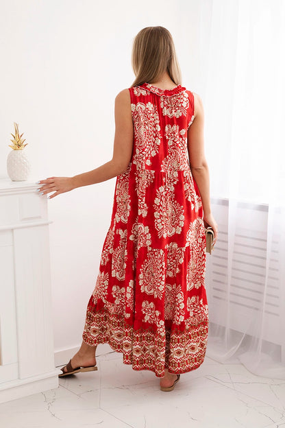 Рокля от вискоза с връзки на деколтето ART2702-1