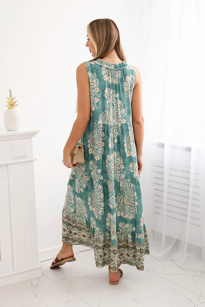 Рокля от вискоза с връзки на деколтето ART2702-1