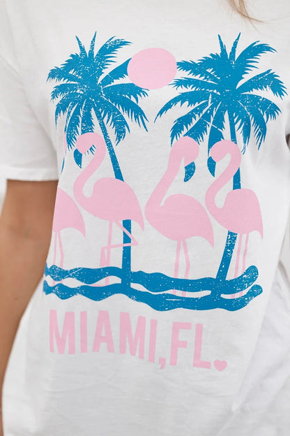 Износена памучна блуза с принт Miami