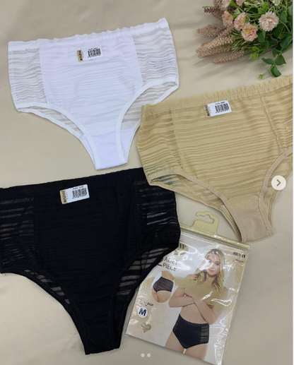 Дамски бикини с тюл и висока талия BY-3020