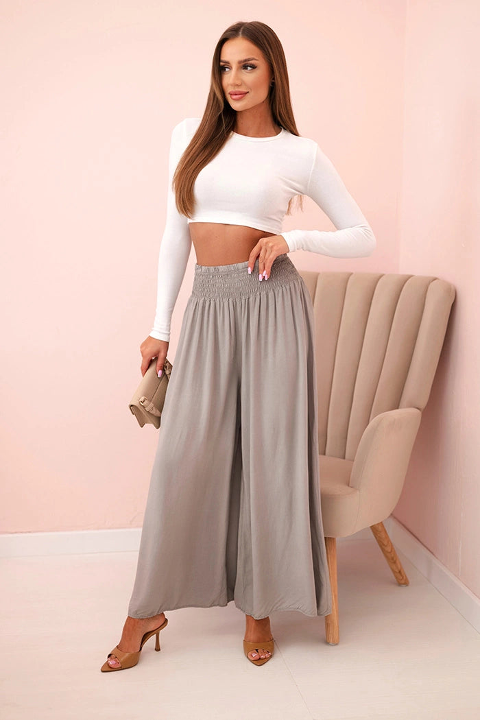 Дамски вискозен панталон с ластик на талията 3069