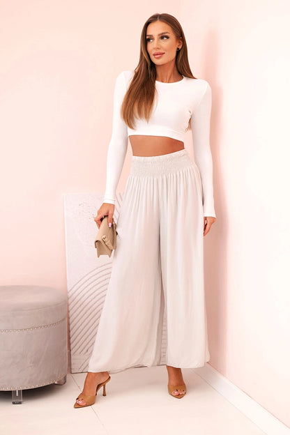 Дамски вискозен панталон с ластик на талията 3069