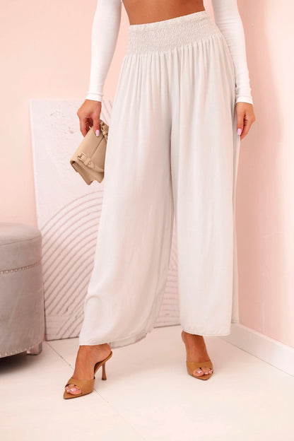 Дамски вискозен панталон с ластик на талията 3069
