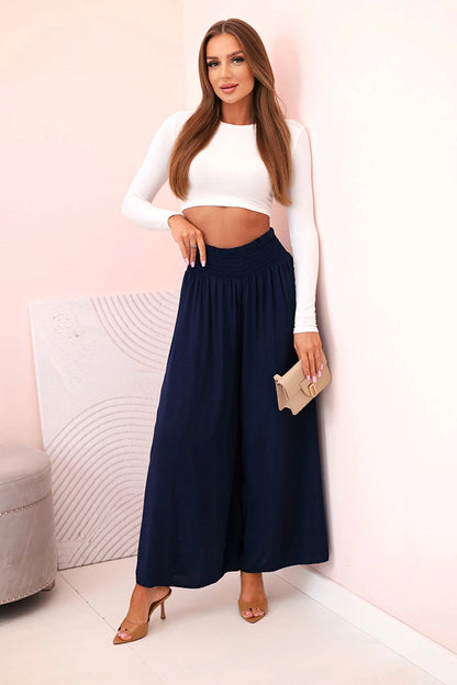 Дамски вискозен панталон с ластик на талията 3069