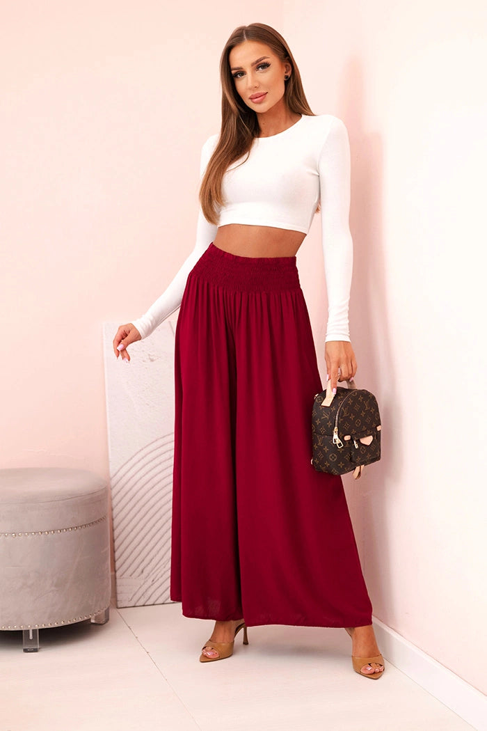 Дамски вискозен панталон с ластик на талията 3069