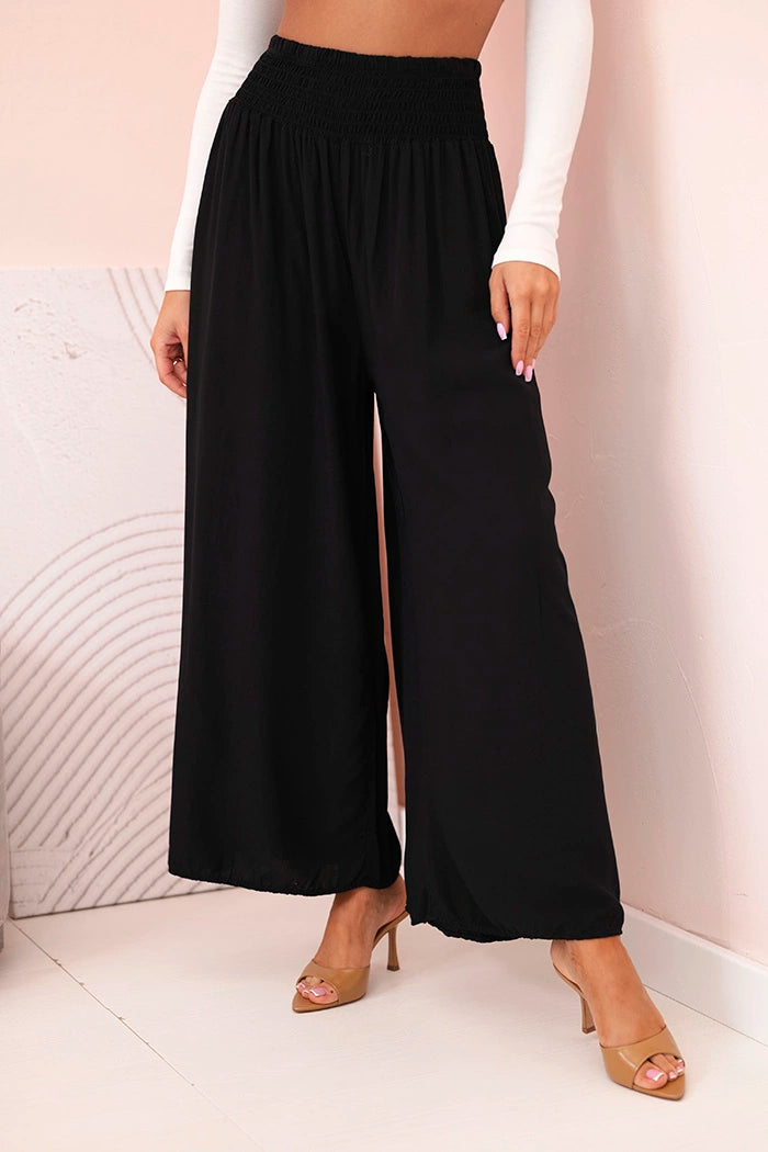 Дамски вискозен панталон с ластик на талията 3069