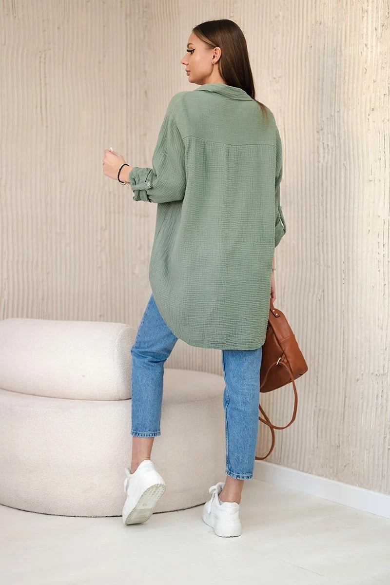 Овърсайз риза от памучен муселин