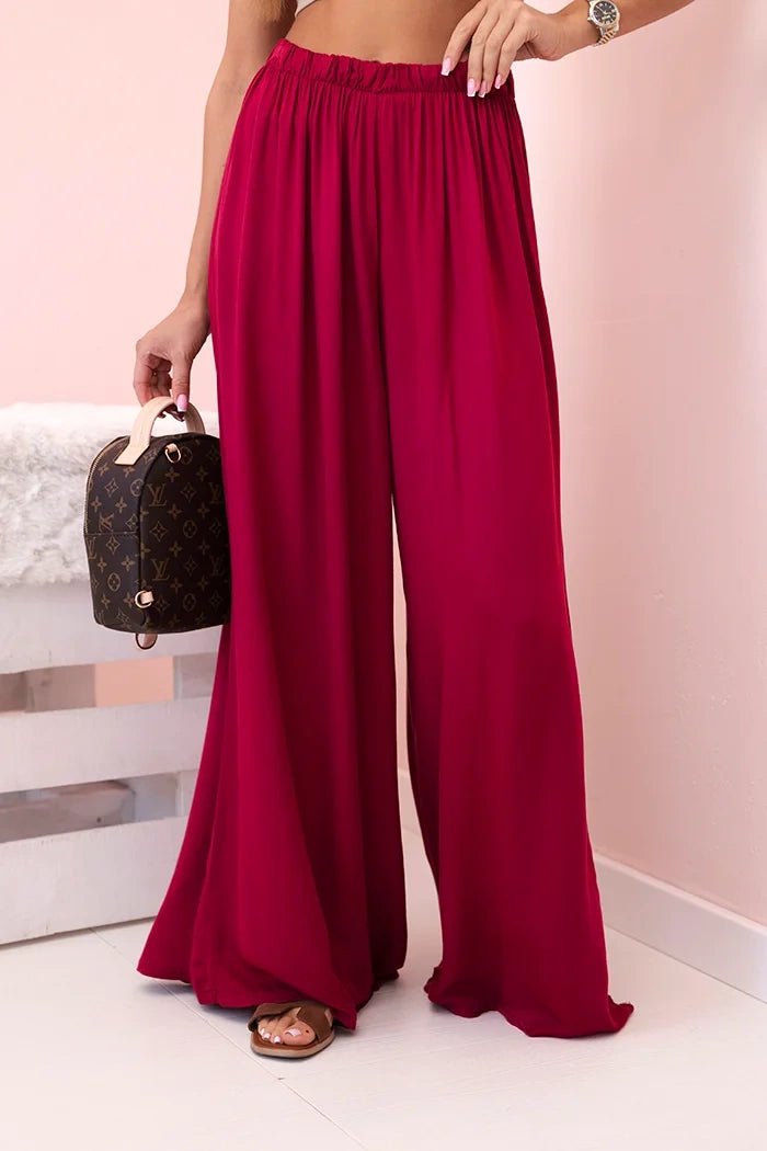 Дамски широк панталон с ластик на талията 3180