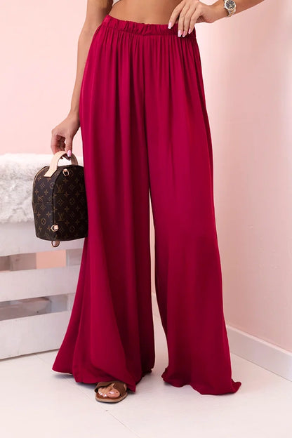 Дамски широк панталон с ластик на талията 3180