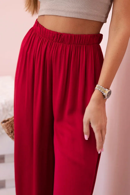 Дамски широк панталон с ластик на талията 3180