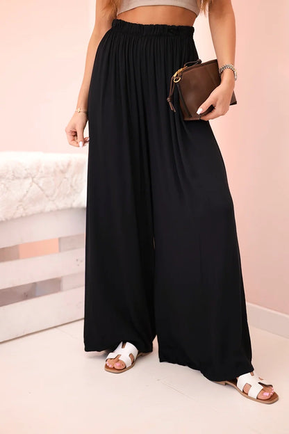 Дамски широк панталон с ластик на талията 3180