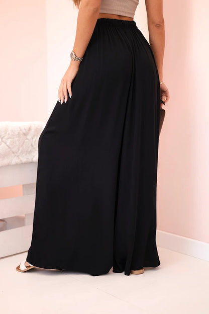 Дамски широк панталон с ластик на талията 3180