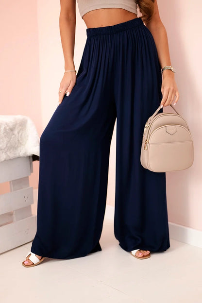 Дамски широк панталон с ластик на талията 3180
