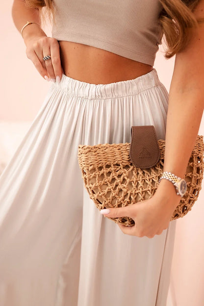 Дамски широк панталон с ластик на талията 3180