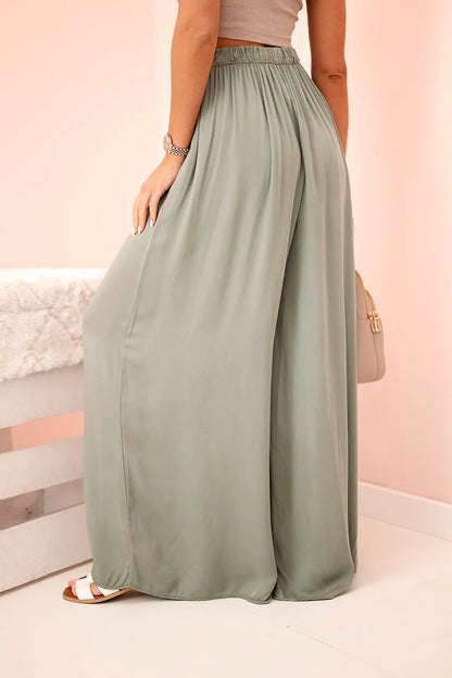 Дамски широк панталон с ластик на талията 3180