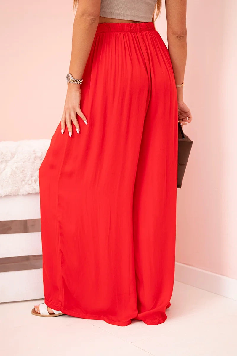 Дамски широк панталон с ластик на талията 3180