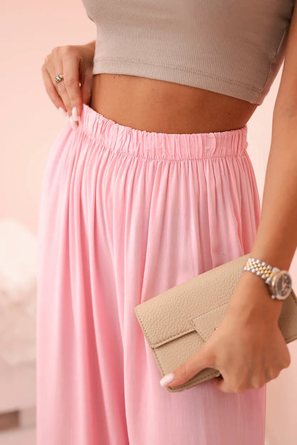 Дамски широк панталон с ластик на талията 3180