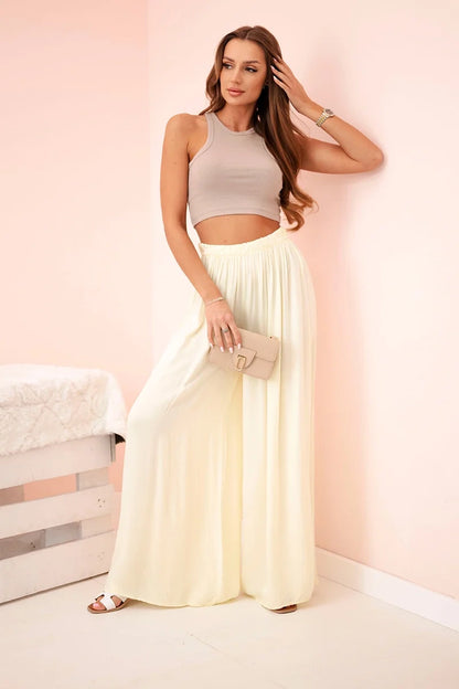 Дамски широк панталон с ластик на талията 3180