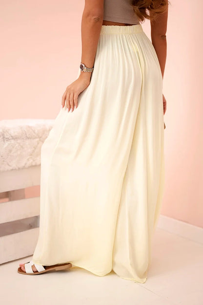 Дамски широк панталон с ластик на талията 3180