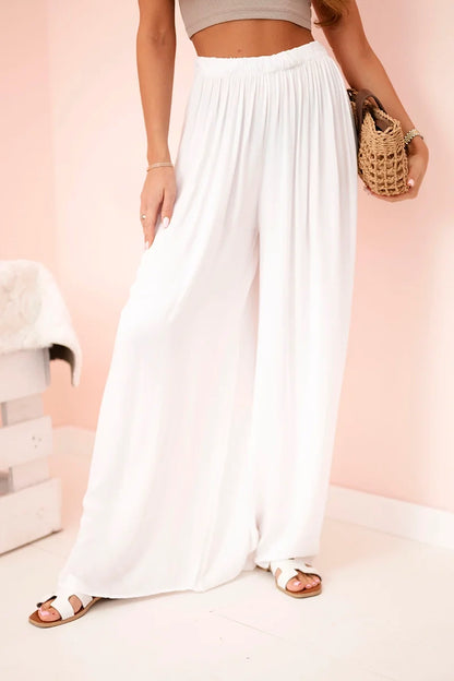 Дамски широк панталон с ластик на талията 3180