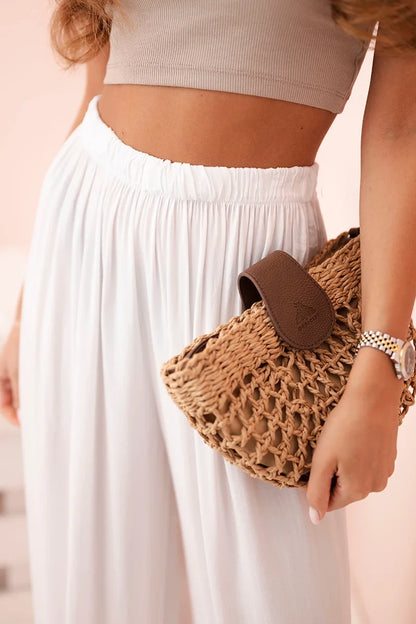 Дамски широк панталон с ластик на талията 3180