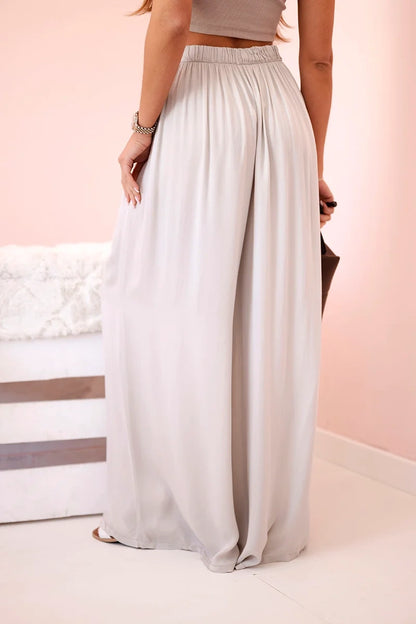 Дамски широк панталон с ластик на талията 3180