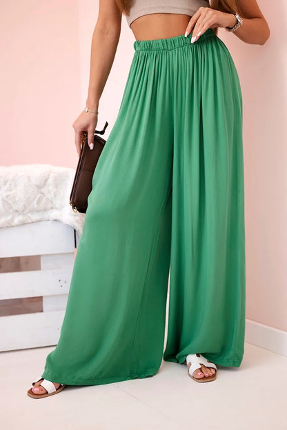 Дамски широк панталон с ластик на талията 3180