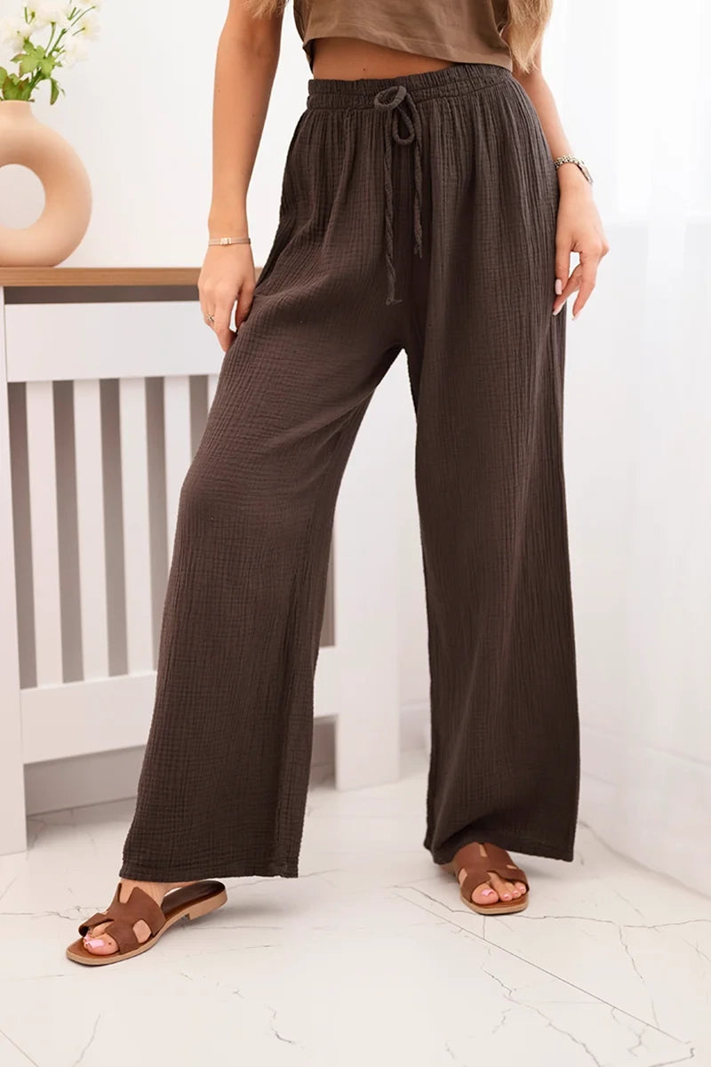 Панталон от муселин с широк крачол 3204