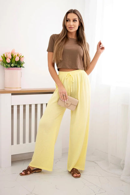 Панталон от муселин с широк крачол 3204