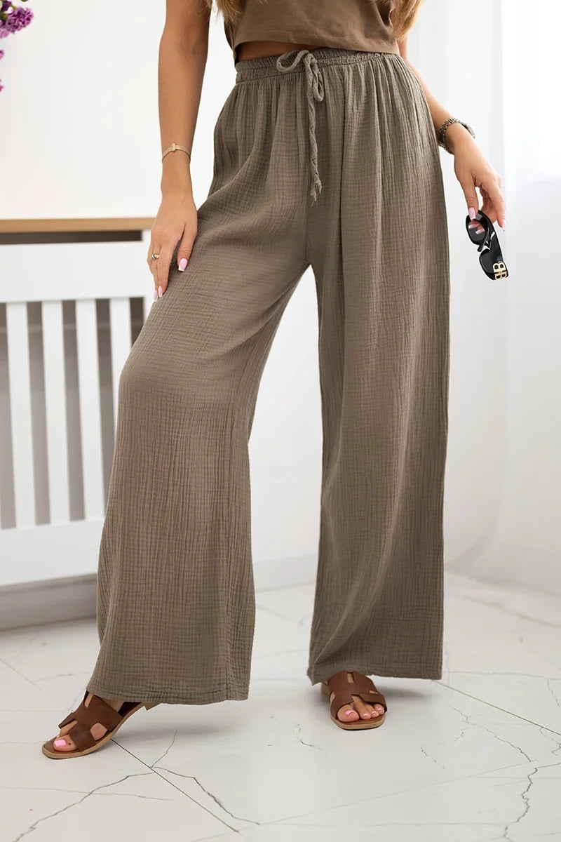 Панталон от муселин с широк крачол 3204