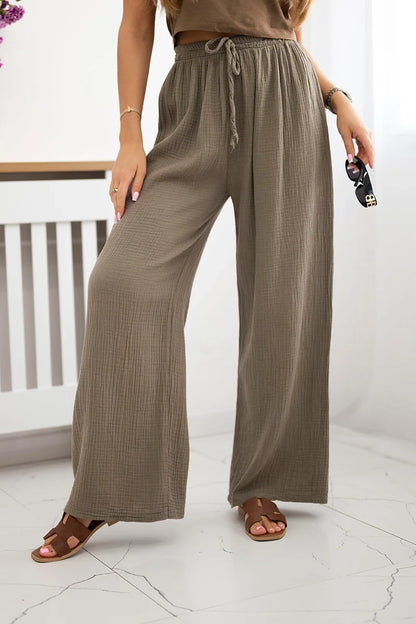 Панталон от муселин с широк крачол 3204