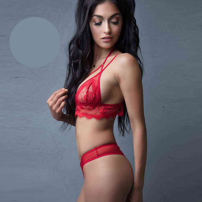 Червен дантелен бралет с прашки 3232