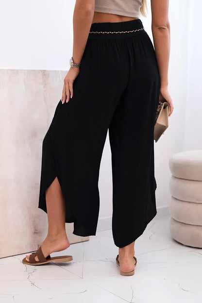 Широки панталони от вискоза с цепка на крачола