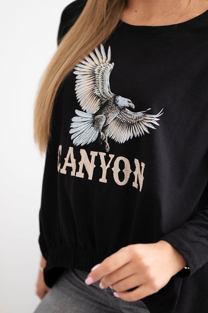 Оversize блуза с принт орел и надпис Canyon