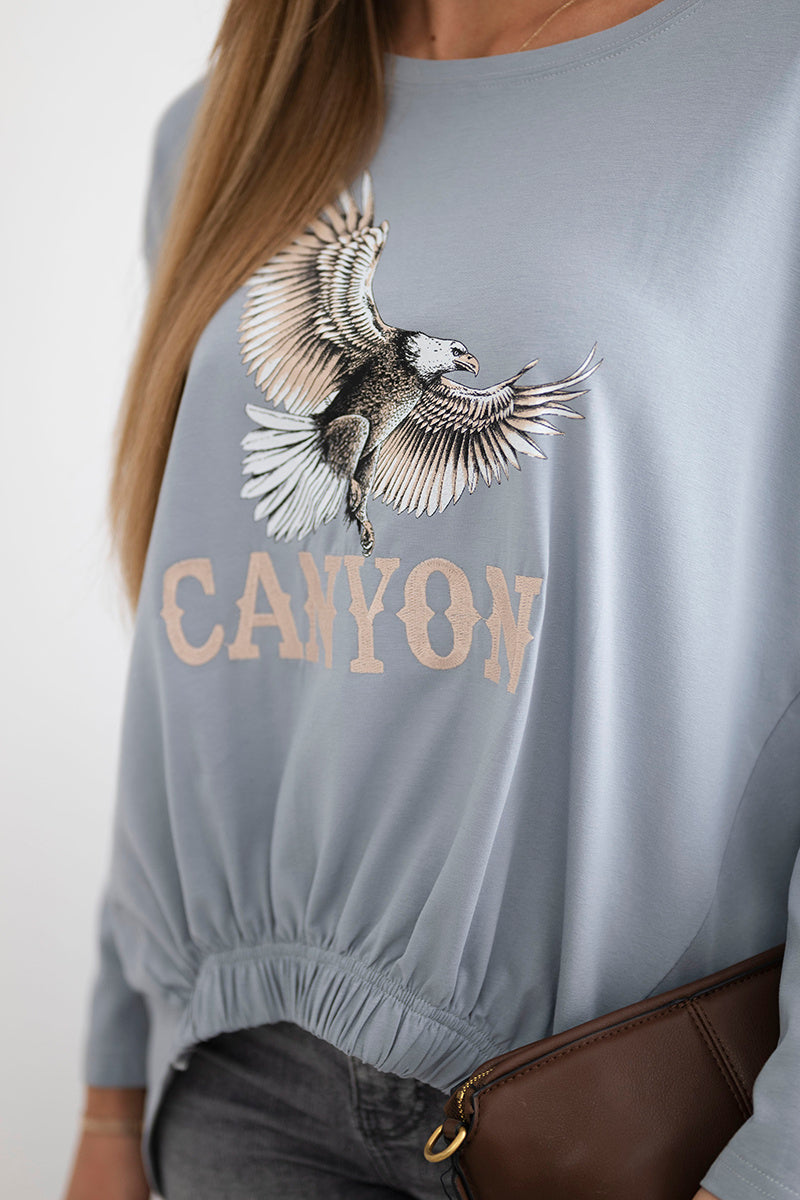 Оversize блуза с принт орел и надпис Canyon