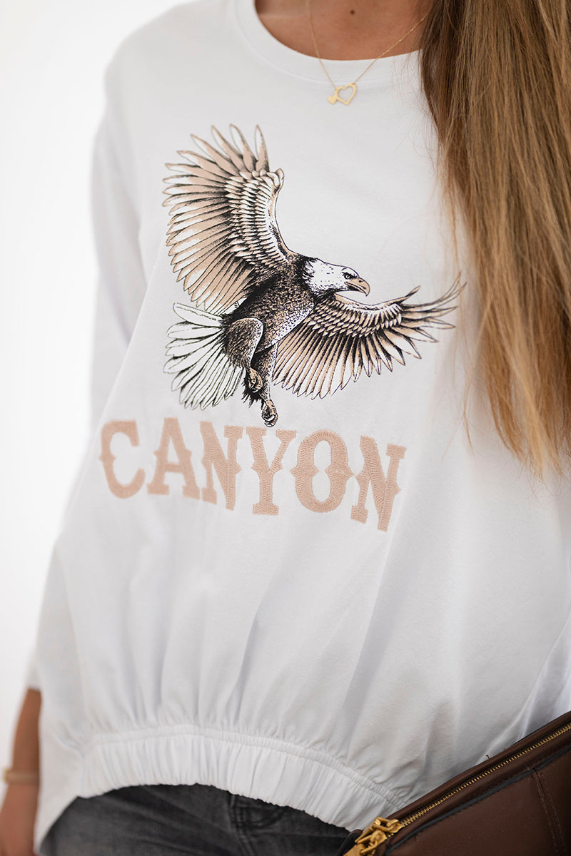 Оversize блуза с принт орел и надпис Canyon
