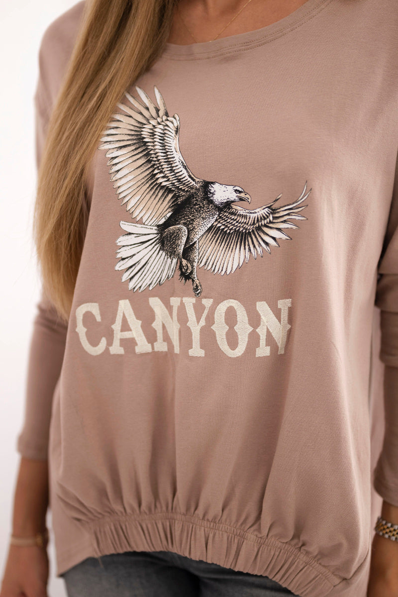 Оversize блуза с принт орел и надпис Canyon