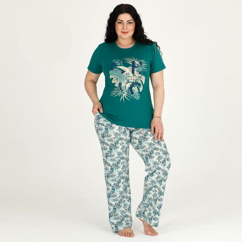 Дамска макси пижама от тениска с панталон B-3347